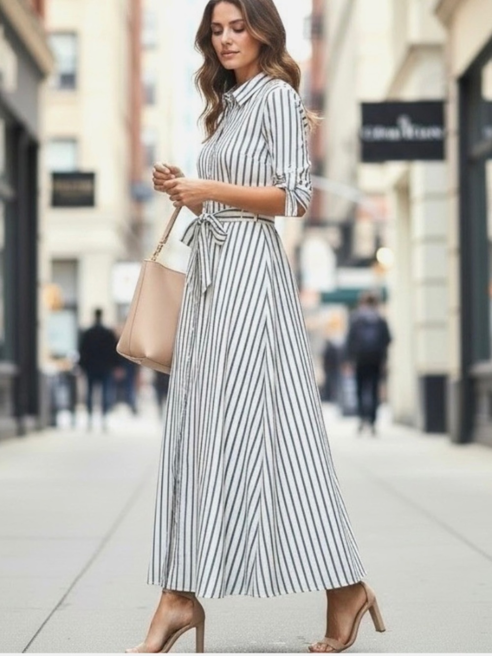Calvin Klein shirt dress size 12 Striped Cotton Midi with Pockets